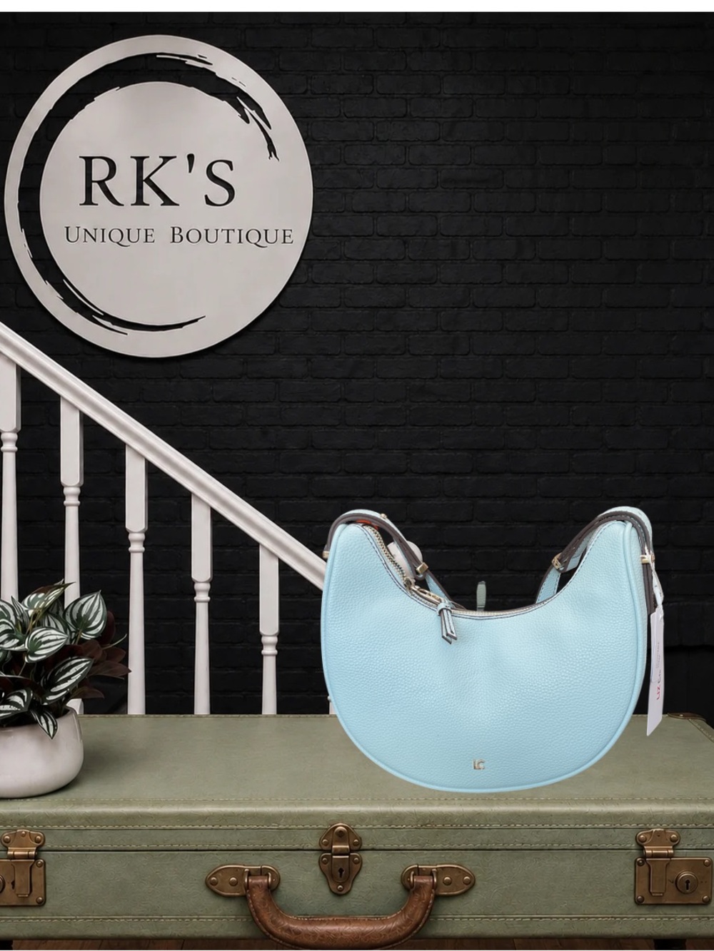 Liz Claiborne Light Blue Crescent Shoulder Bag